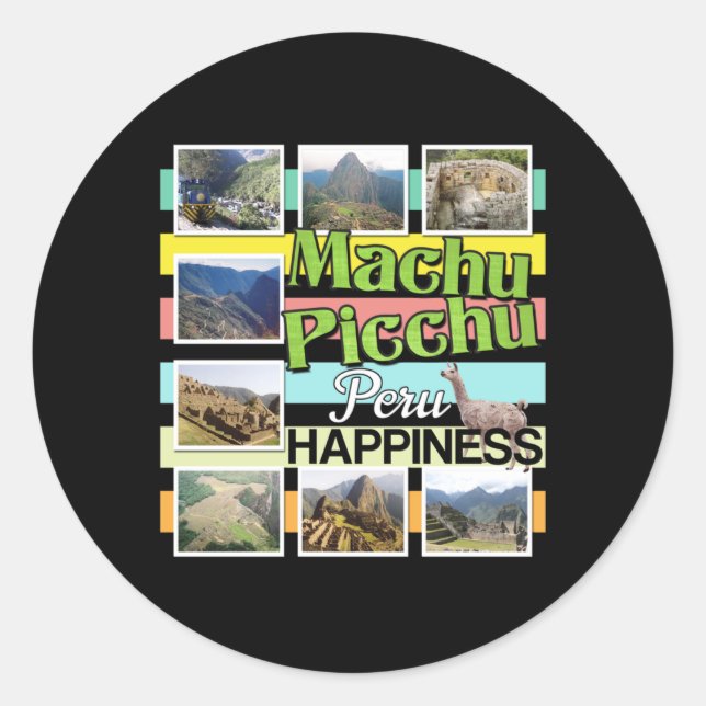 Sticker Rond Machu Picchu Pérou Bonheur (Devant)