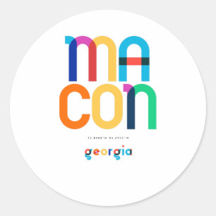Sticker Rond Macon Géorgie milieu du siècle, Art Pop,