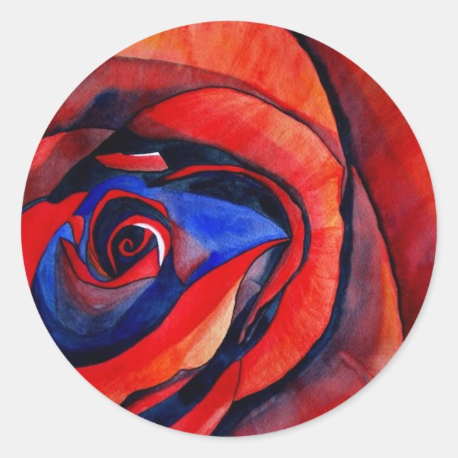 Sticker Rond Macro rouge rose abstraite peinture d'art (Devant)