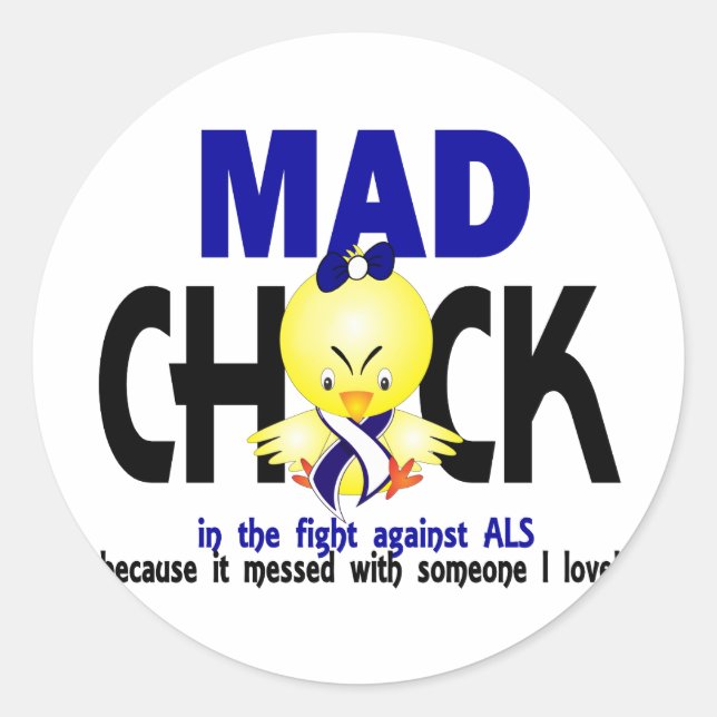 Sticker Rond Mad Chick Dans La Lutte SLA (Devant)
