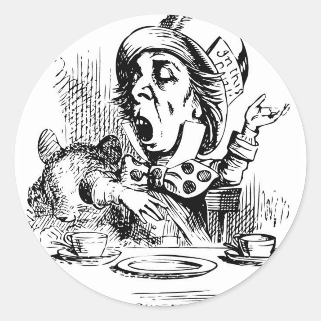 Sticker Rond Mad Hatter s'engage dans la rhétorique (Devant)