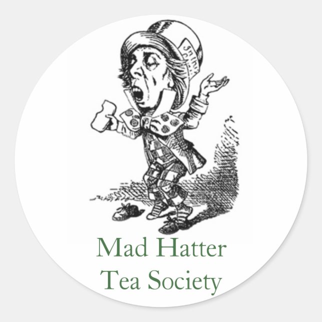 Sticker Rond Mad Hatter Tea Society (Devant)