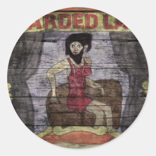 Sticker Rond Madame barbue Vintage Canival Banner