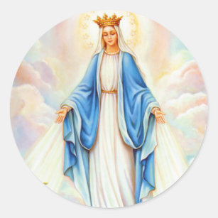 Sticker Rond Madame de Vierge Marie de reine de grâce de ciel