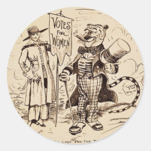 Sticker Rond Madame et le tigre par Clifford K. Berryman