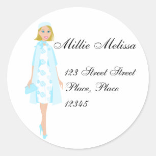 Sticker Rond Madame In Blue