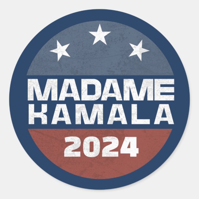 Sticker Rond Madame Kamala Harris 2024 pour le président Patrio (Devant)