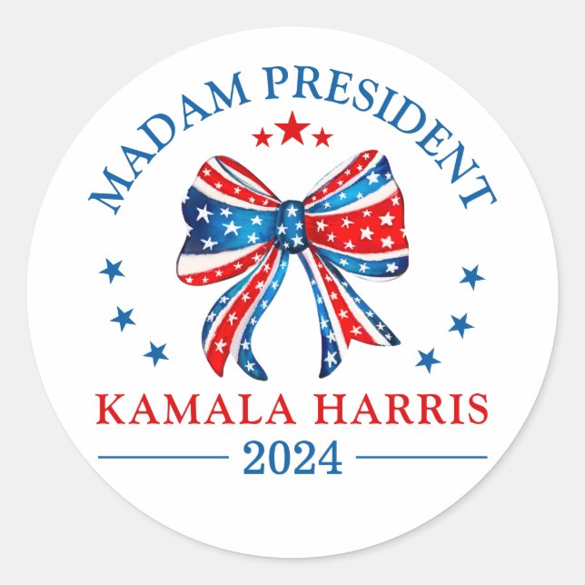 Sticker Rond Madame la Présidente Kamala Harris (Devant)