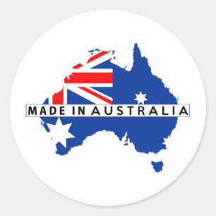 Sticker Rond made in australia country map flag produit étiquet