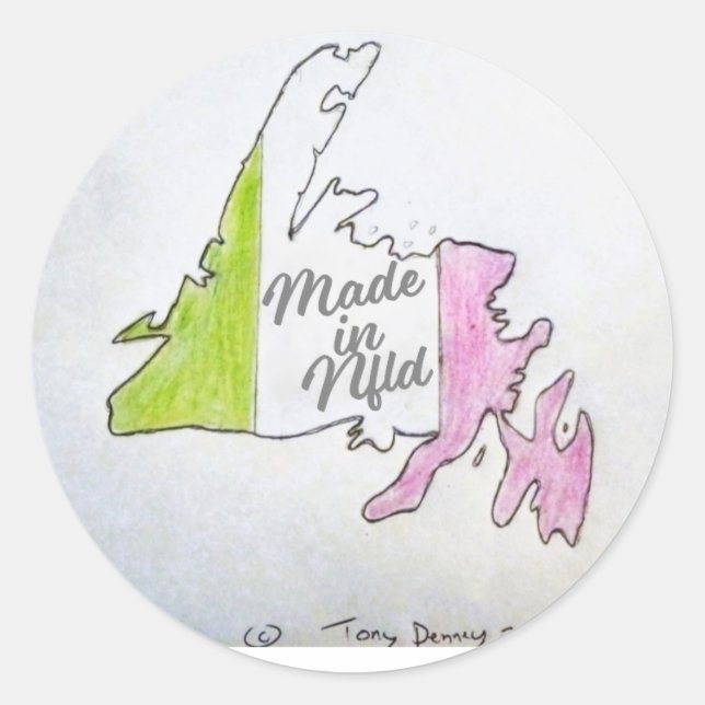 Sticker Rond Made in Newfoundland Sticker. (Devant)