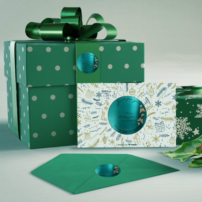 Sticker Rond Made Love For You Name Butterfly Sepia Gold Turquo (Créateur téléchargé)