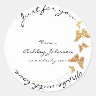 Sticker Rond Made Love For You Name Butterfly White Gold