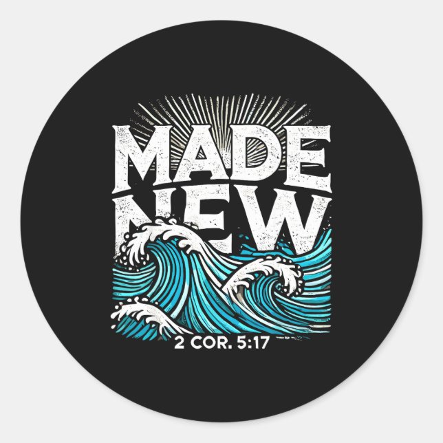 Sticker Rond Made New Baptized Baptism  (Devant)