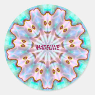Sticker Rond MADELINE ~ Personalisé Paua Shell Fractal ~