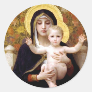 Sticker Rond Madona avec la peinture antique de Bouguereau de