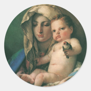 Sticker Rond Madone du Chardonneret par Tiepolo, Art Vintage