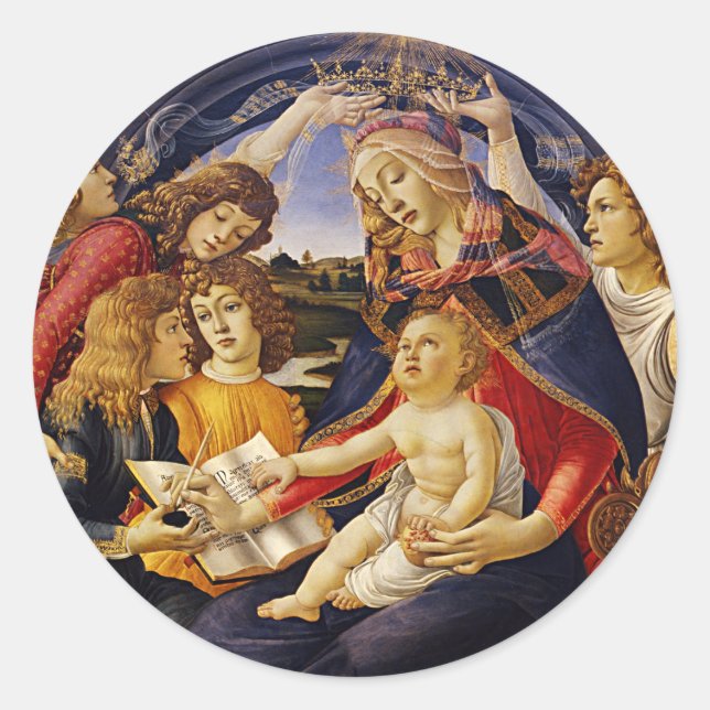 Sticker Rond Madone du Magnificat de Sandro Botticelli (Devant)