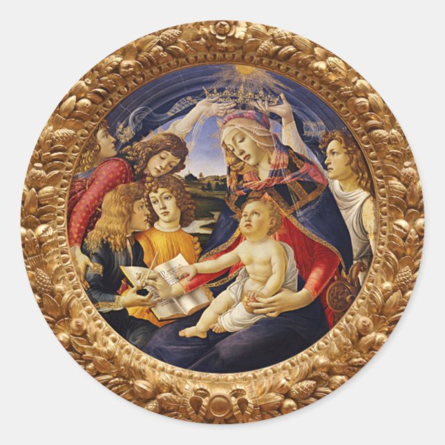 Sticker Rond Madone du Magnificat de Sandro Botticelli (Devant)
