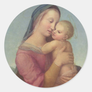 Sticker Rond Madonna and Child (La Tempi Madonna) par Raphael