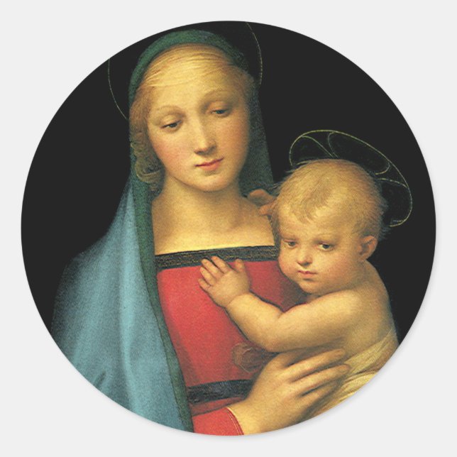 Sticker Rond Madonna And Child, Madonna del Granduca par Raphae (Devant)