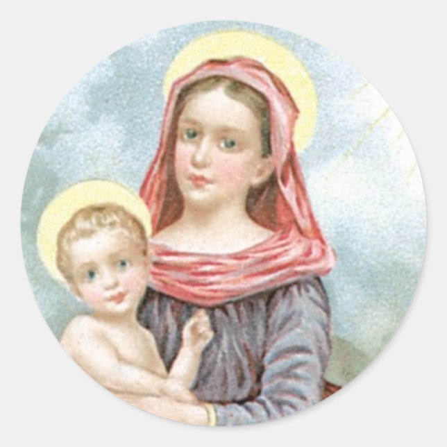 Sticker Rond Madonna avec Christ Child (Devant)