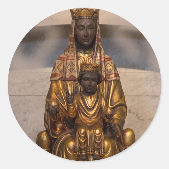 Sticker Rond Madonna de Montserrat Black Madonna Espagne (Devant)
