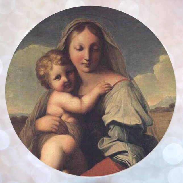 Sticker Rond Madonna et Bébé Jésus Peinture classique (Créateur téléchargé)