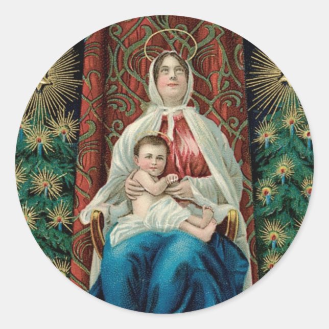 Sticker Rond Madonna et Christ Child (Devant)