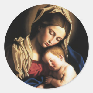 STICKER ROND MADONNA ET ENFANT