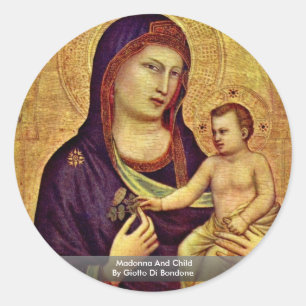 Sticker Rond Madonna et enfant par Giotto Di Bondone