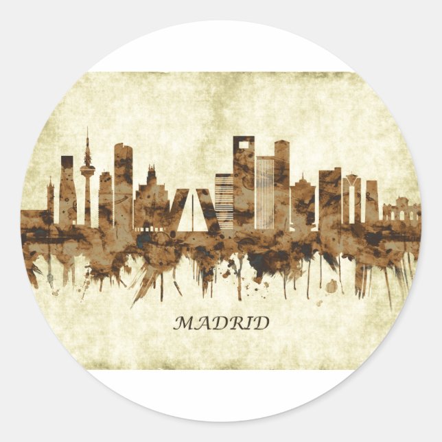 Sticker Rond Madrid Espagne Cityscape (Devant)