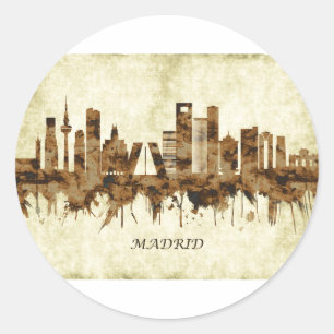 Sticker Rond Madrid Espagne Cityscape