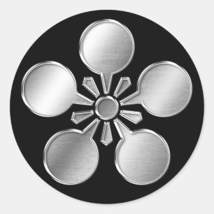 Sticker Rond Maeda Clan Kamon Argent Chrome
