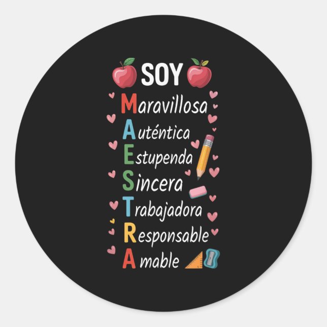 Sticker Rond Maestra Enseignant espagnol enseignant bilingue Ma (Devant)