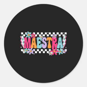 Sticker Rond Maestra Enseignante Espagnol Retour à l'école Prem