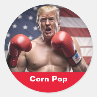 Sticker Rond Maga Corn Pop Trump
