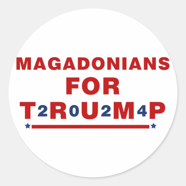 Sticker Rond Magadoniens pour Trump 2024 Red Blue Star (Devant)