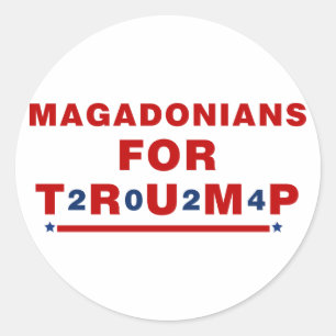 Sticker Rond Magadoniens pour Trump 2024 Red Blue Star