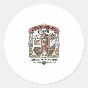Sticker Rond Magasin de disques Jésus Évangile Magasin de disqu