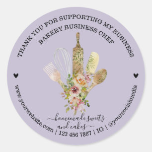 Sticker Rond Magasin de nourriture de lilas Traiteur Boulangeri