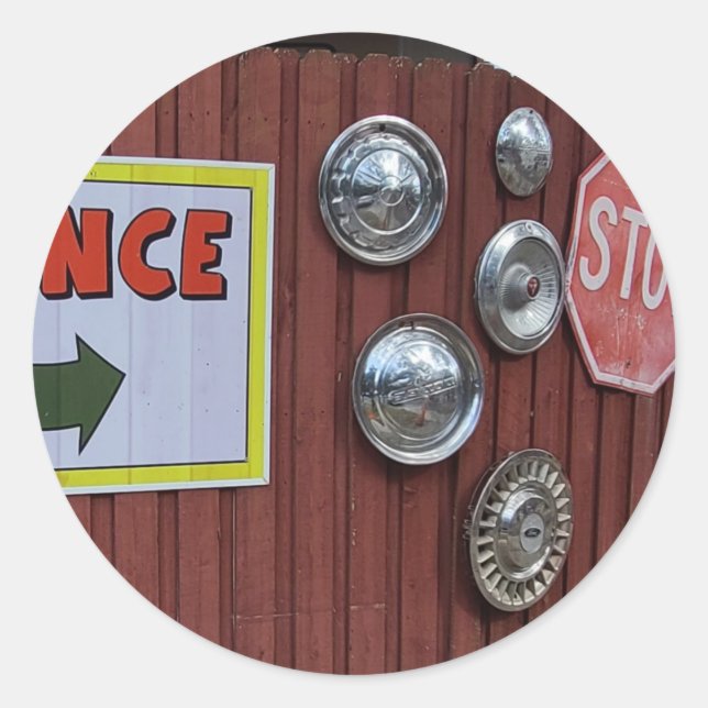 Sticker Rond Magasin de pneus vintage (Devant)