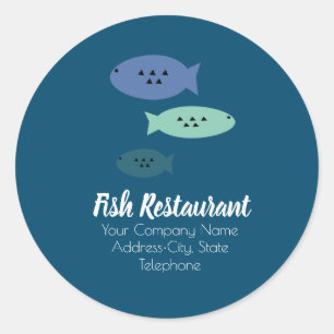 Sticker Rond Magasin de restaurant de poissons Enseigne de comm