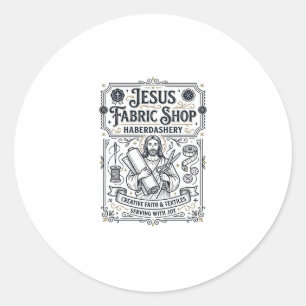 Sticker Rond Magasin de tissus Jésus Mercerie Magasin de tissus