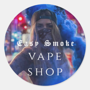 Sticker Rond Magasin de vapotage Fumée Noire Entreprise