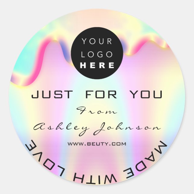 Sticker Rond Magasiner Merci Logo Holographi Fabriqué Avec Vip  (Devant)