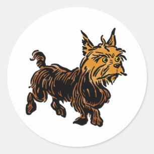 Sticker Rond Mage de l'âge vintage Oz, Toto le chien chiot mign