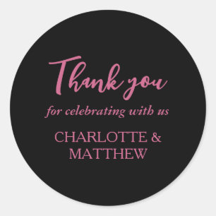 Sticker rond Magenta & Black Mariage classique