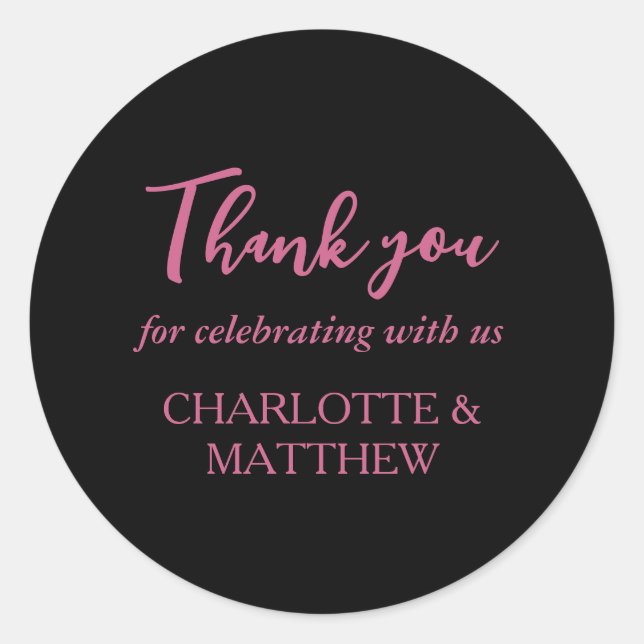 Sticker rond Magenta & Black Mariage classique (Devant)