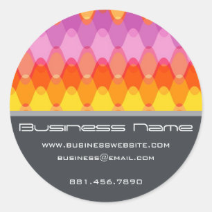 Sticker Rond Magenta Funky Super Zig Zag Waves Motif Chevron