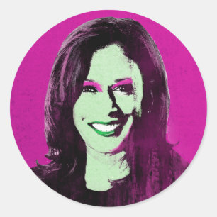Sticker Rond Magenta Kamala Harris Pop Art